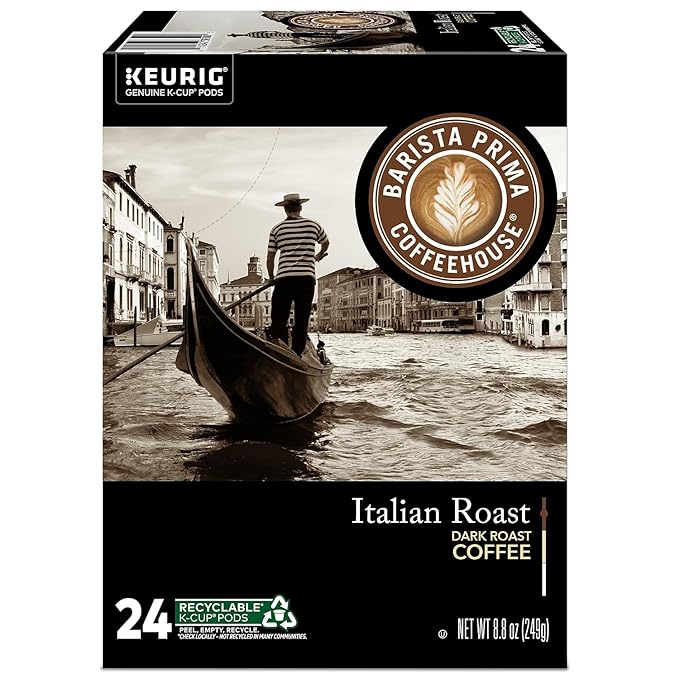 Barista Prima Italian Roast Coffee Keurig K-Cup Pods Dark Roast 96/Carton (66149)