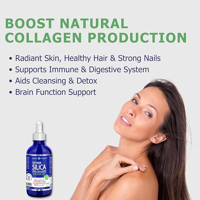 SiPower Silica Vegan Collagen Supplement Drops-Liquid Mineral Orthosilicic Acid (CH-OSA) + Fulvic Acid. Natural Collagen Booster for Joints Bones Hair Skin Nails Immune &amp Digestive Health-4o