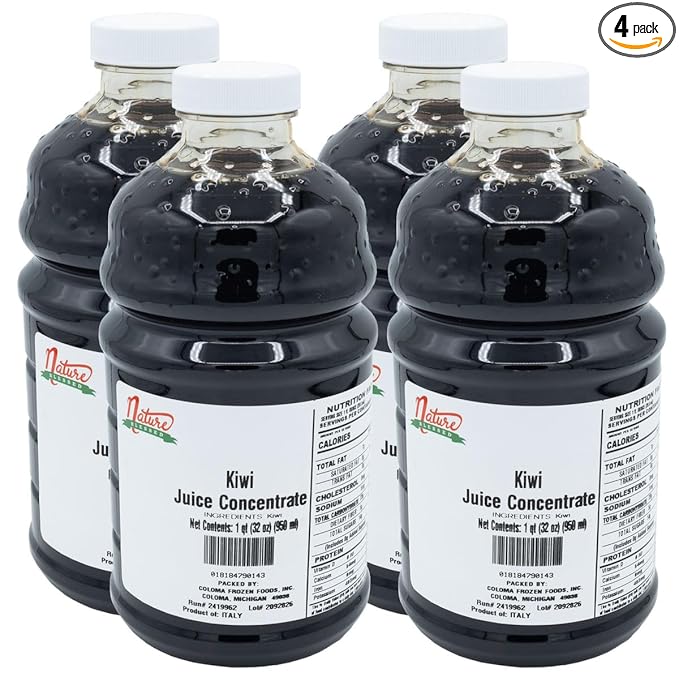 Nature Blessed 100% Pure Kiwi Fruit Juice Concentrate - 4 Quarts (4/32 fl oz bottles) Great for Home Vintners Brewing Beer Cider Spirits Smoothies or Jelly Making