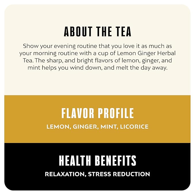 BLK &amp Bold Loose Leaf Lemon Ginger Herbal Tea Bright Citrus &amp Mint Blend Naturally Caffeine-Free 3 oz (2 Pack)