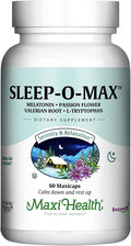 Maxi Health Adults Herbal Sleep-O-Max with Valerian Root Melatonin Tryptophan Passionflower - Natural Sleep Supplement - Calm Sleep Support Formula