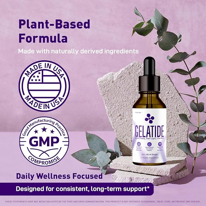 (2 Pack) Gelatide Drops – Advanced Gelatide Liquid Drops Health Support All Natural Ingredients Formula Daily Premium Maximum Strength Vitamin Health and Wellness 2 Bottles for 2 Months