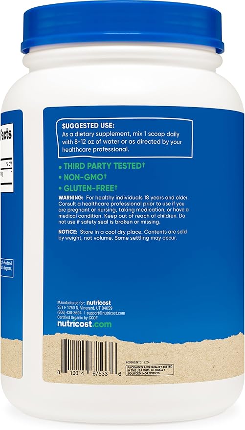 Nutricost Organic Spirulina Powder 2 LB - Pure Certified Organic Spirulina