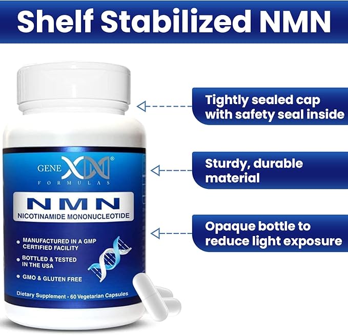 Genex Formulas NMN Supplement 250mg (3 Pack) - 99% Pure Shelf Stabilized Capsules for Increasing NAD Levels DNA Repair &amp Healthy Aging GMP Certified 90 Day Supply
