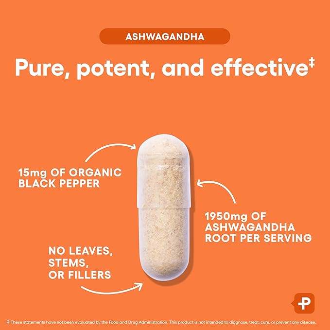Physician's CHOICE Ashwagandha Supplement - 1950mg of Bioavailable Organic Ashwagandha Root Powder - Black Pepper Extract Stress Support Mood Support Supplement 90 Veggie Capsules