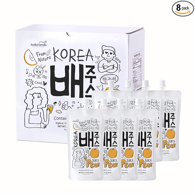 Korean Pear Juice Boxes 48.7 Fl Oz (Pack of 8) – 배주스 – [Good for Hangover] Fresh Juice On-the-Go Drinks