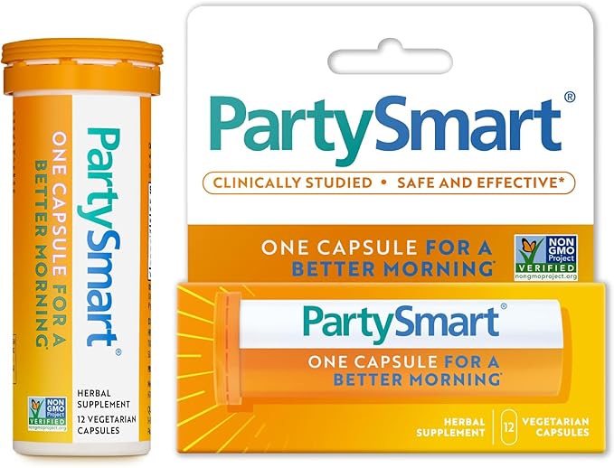 Himalaya PartySmart 12 Capsule Tube - Alcohol Breakdown Liver Support for a Better Morning After Drinking - Plant Based Vegan Non-GMO Gluten Free Clinically Studied