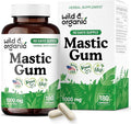 Wild &amp Organic Mastic Gum Capsules - 1000 mg Mastic Gum Resin Supplement for Gut Support - 90 Days of Supply - 180 Vegan Capsules - No Fillers Non-GMO Gluten-Free