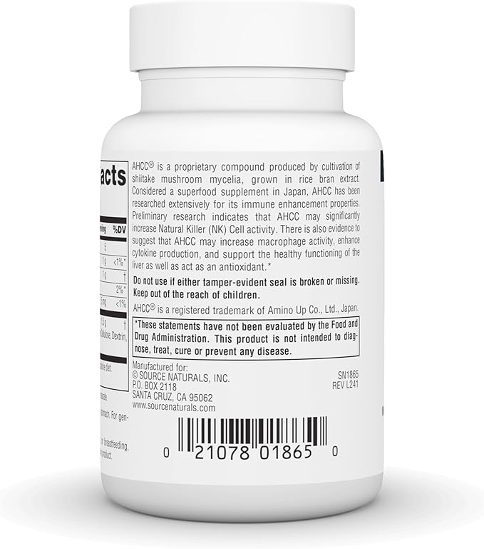 Source Naturals AHCC 750 mg Increases Natural Killer Cell Activity* - 750 mg - 30 Capsules