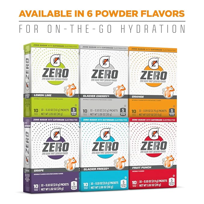 Gatorade G Zero Sports Drink Mix Powder Packets Lemon Lime Electrolyte Powder Drink Mix for Hydration Zero Sugar Total 120 Packets