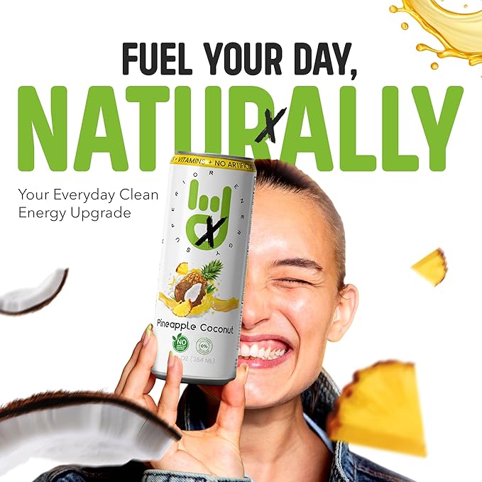 Superior Energy Electrolytes Drink Zero Calories – Energy Drink Zero Sugar – Pineapple Coconut Flavor 90mg Natural Caffeine – Pack of 12 (12 fl oz each)