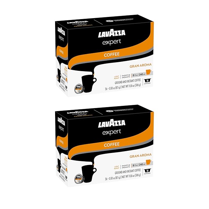 Lavazza Expert Gran Aroma Coffee Capsules Light Roast 100% Arabica Compatible with Lavazza Classy Plus Machine (72 Capsules)