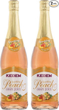 Kedem Sparkling Peach Flavored Grape Juice (2 Pack) No Sugar Added Non Alcoholic 25.4 Fluid Ounce