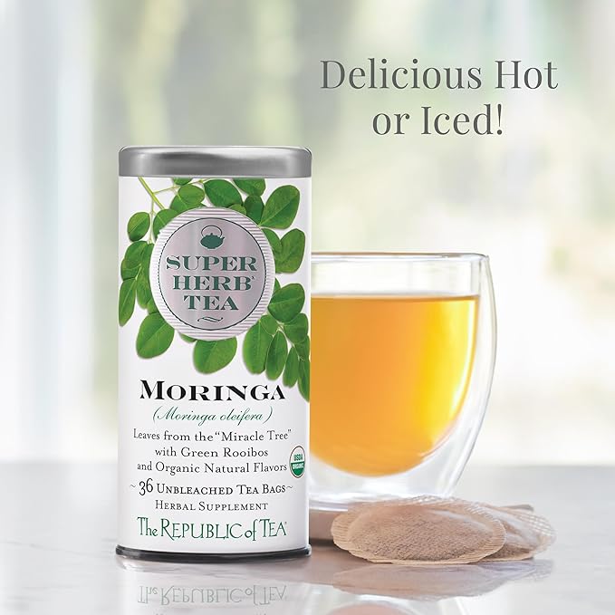 The Republic of Tea — Organic Moringa SuperHerb Tea Bulk Bag 250 Herbal Tea Bags Naturally Caffeine-Free