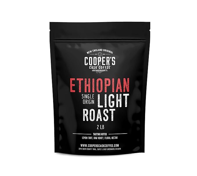 Ethiopian Bold Light Roast Grade 1 Ground Coffee Natural Dry Processed Micro Lot Intense Bright Bold &amp Aromatic Coffee - 2lb Bag