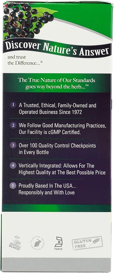 Nature's Answer Sambucus Dietary Supplement Original For Daily Immune and Antioxidant Support | Alcohol-Free Gluten-Free &amp Vegan 8oz