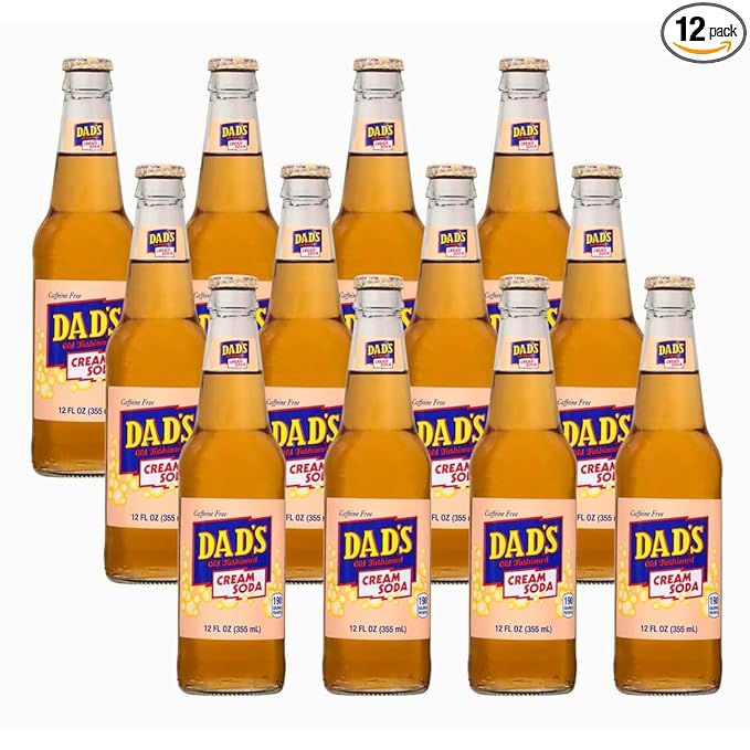 Dad's Old Fashioned Soda – 12 Glass Bottles (12 oz Each) – Premium Retro Soft Drink – Classic Root Beer Flavor – Vintage-Style Craft Soda for Nostalgic Refreshment &amp Gifting (12 Pack Cream Soda)