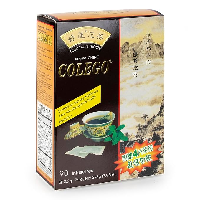 Wing Hop Fung Colego Tuocha Tea Fresh Sealed Premium Natural Yunnan Pu'er and Jasmine Individually Wrapped 90+4 Tea Bags