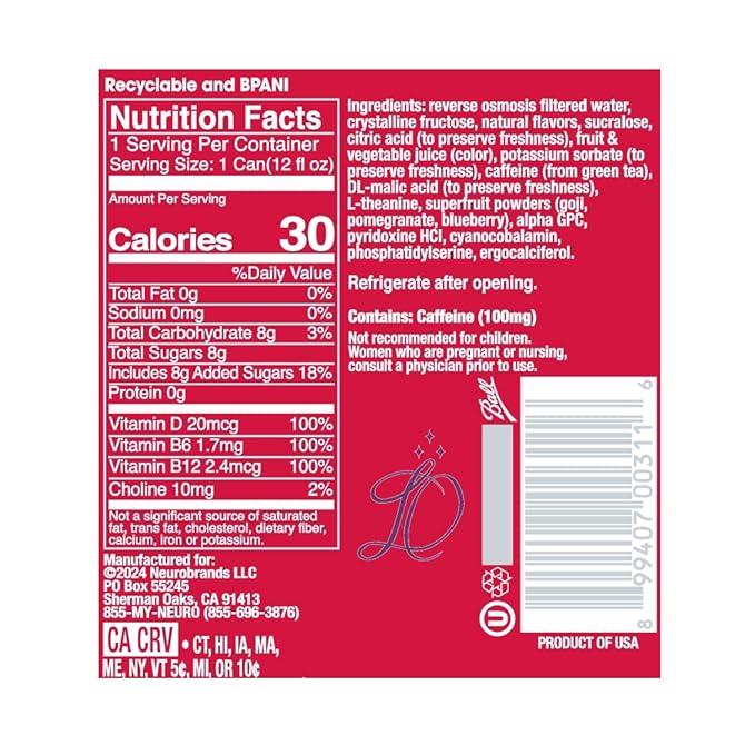 Neuro Sonic Superfruit Infusion 12 Fl Oz Can (Pack of 12)