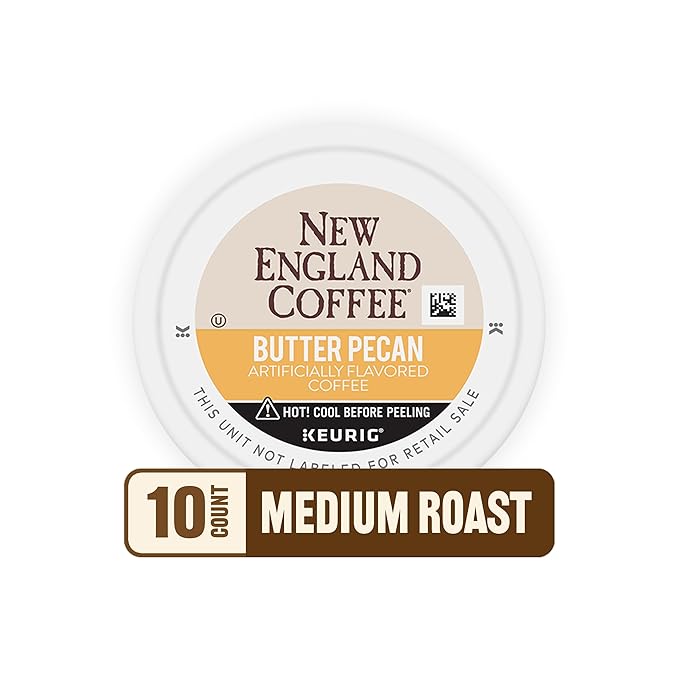 New England Coffee Butter Pecan Medium Roast Single Serve Pods 10ct Box (Pack of 2)
