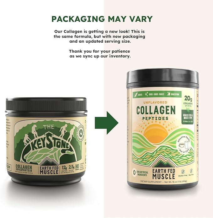 Earth Fed Muscle Collagen Peptides Powder – Unflavored Collagen Protein Powder for Women &amp Men | Supports Hair Skin Nails Joints &amp Recovery | Sugar &amp Gluten-Free Keto Friendly 20g Per