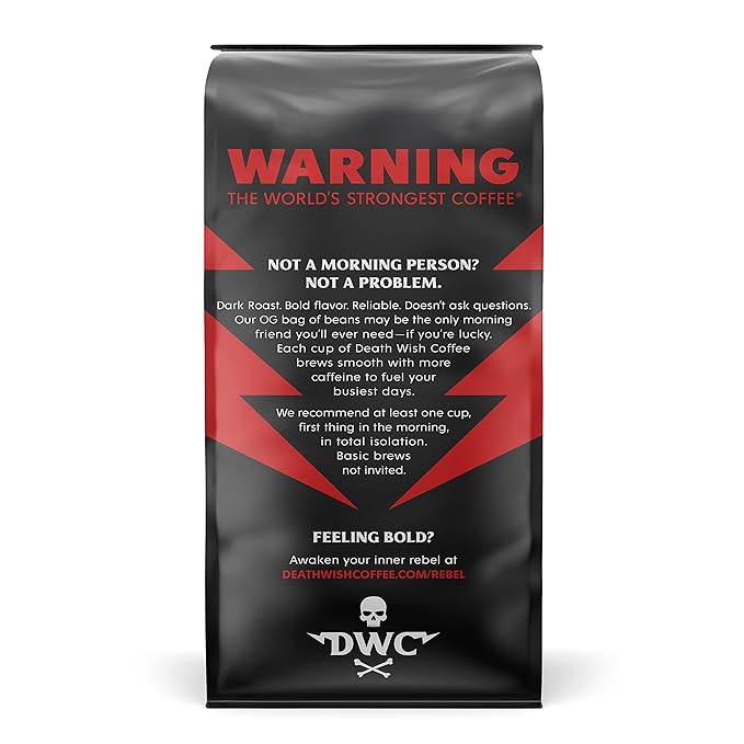 Death Wish Coffee Co. Ground Coffee Bundle Includes 1 Pack of Dark Roast (16 oz) and 1 Pack of Medium Roast (16 oz)