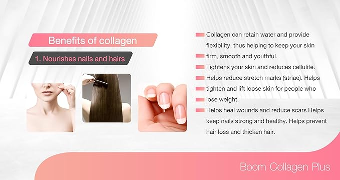 Generic BOOM COLLAGEN PLUS OVER 30 ANTIOXIDANTS- ANTI-AGING DRINK for BEAUTIFUL SKIN 14 SACHETS in BOX Pink/White