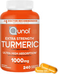Qunol Turmeric Curcumin Supplement 1000mg with Ultra High Absorption for Joint Support Extra Strength Capsules 240 Count