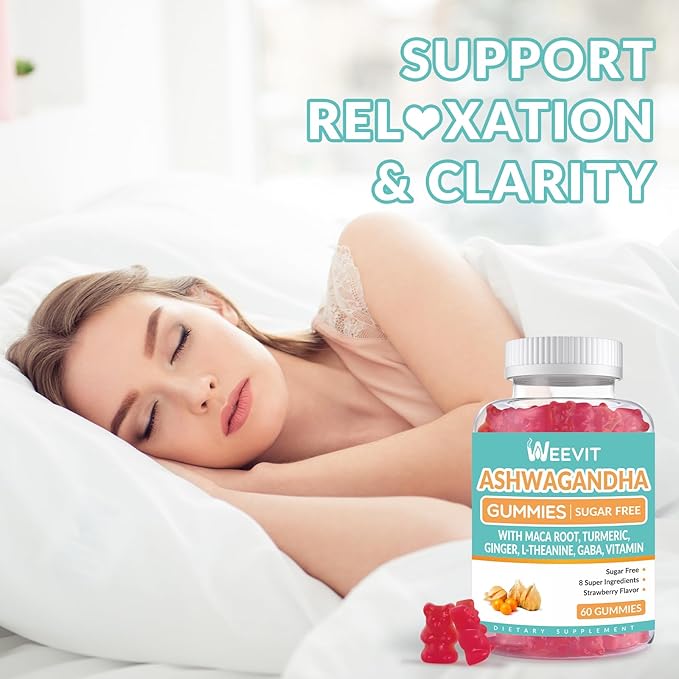 Ashwagandha Gummies Ashwagandha with L-Theanine Maca Root Vitamin D for Women &amp Men