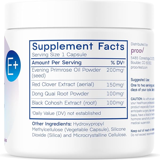 Proov - Boost Supplement for Women - Promotes Estrogen Production - Fertility &amp Menopausal Support for Women - Hormonal Balance - Evening Primrose Oil Red Clover Dong Quai Black Cohosh - 30 Caps