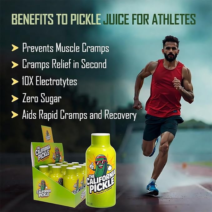 The California Pickle Juice Sports Drink Shots For Leg Cramps Relief - Hydration &amp Electrolyte Support No Sugar Natural Ingredients (60 Ml - Pack of 12)