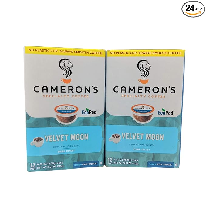 CAMERON'S VELVET MOON ESPRESSO COFFEE 24 SINGLE SERVE CUPS