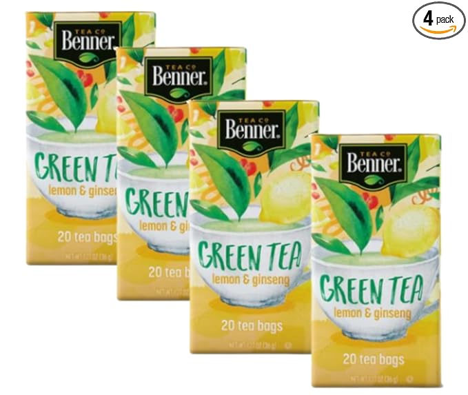 Lemon and Ginseng Green Tea 4 Packs - 20 Bags Each Pack