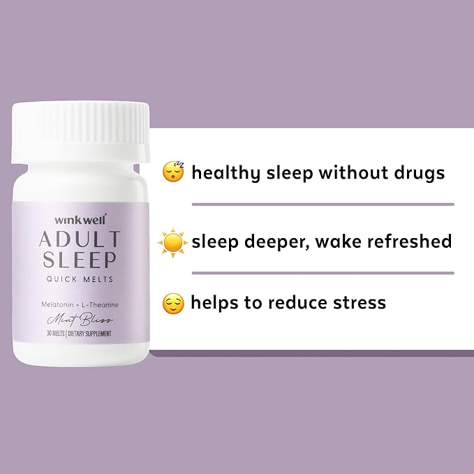 Wink Well 3 mg Melatonin Sugar Free Sleep Melts for Adults- Nighttime Natural Sleep Aid to Help Increase Sleep Boost Immune System- Easy Dissolvable Sleep Supplement- 30 Tablets