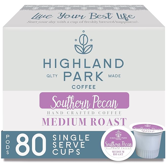 Highland Park Coffee Single Serve Pods Compatible with Keurig K Cup Brewers Southern Pecan 80 Count