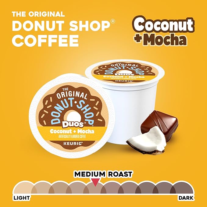 The Original Donut Shop Duos Coconut + Mocha Coffee Keurig Single Serve K-Cup Pods Medium Roast Coffee 60 Count (6 Packs of 10)