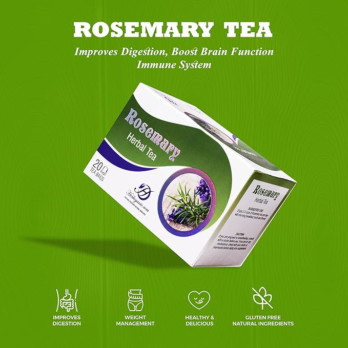 HERBOGANIC Rosemary Herbal Tea - Digestion Support and Immune Boost | Refreshing and Delicious Blend | Natural Ingredients | 120 Tea Bags