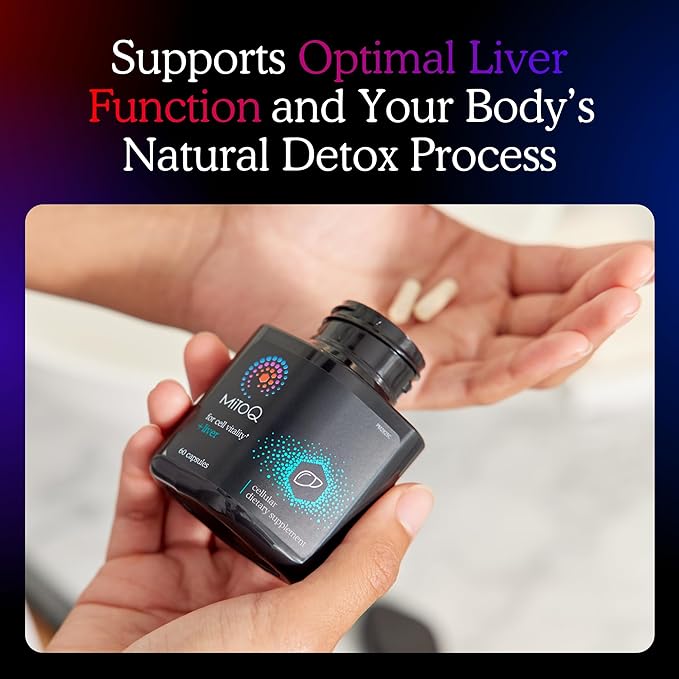 MitoQ +Liver – Advanced Liver Supplement with Highly Bioavailable Milk Thistle Choline Selenium Mitoquinol – Supports Metabolism Body’s Natural Detoxification &amp Liver Health – 60 Capsules