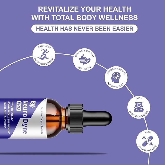 BLUE VIBE NeuroDyne Drops Neuro Dyne Advanced Strength Overall Health &amp Wellness Support Supplement NeuroDyne Premium All Natural Daily Health and Overall Energy Formula (5 Pack - 10oz / 300ml)