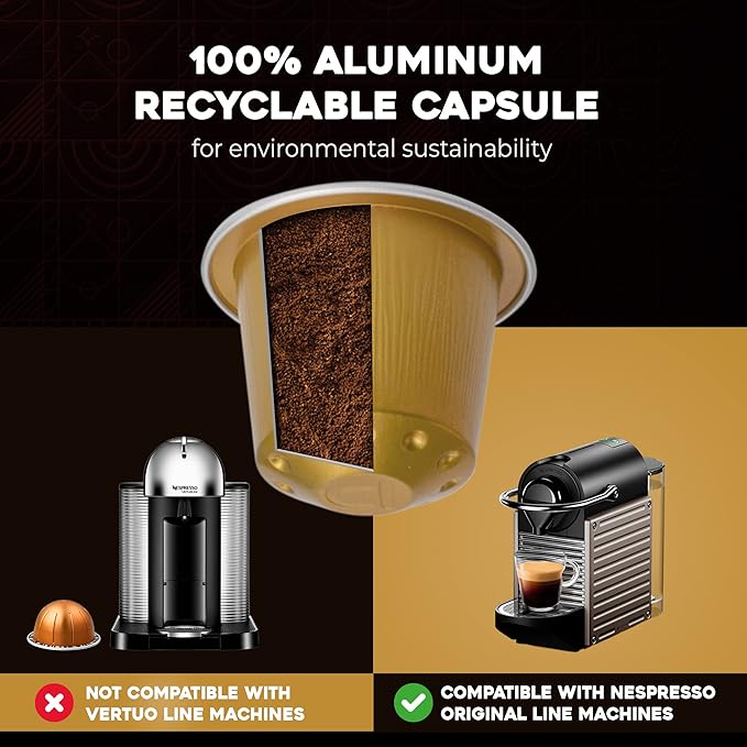 ESPRESSORO 20 USDA Organic Espresso Pods - DOLCE Aluminum Capsule Compatible with Nespresso Original Lines Machines. Intensity 8 Premium Italian Expresso Coffee Capsules