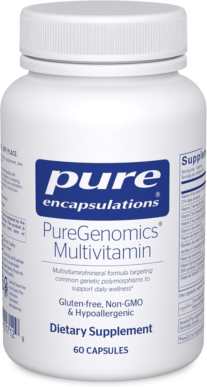 Pure Encapsulations PureGenomics Multivitamin - Supplement to Support Nutrient Requirements of Common Genetic Variations - with Vitamin ABCDE K &amp Minerals - 60 Capsules