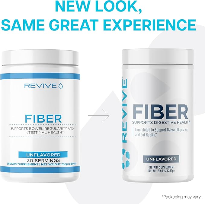 Revive MD Fiber Supplement for Digestive &amp Gut Health - 5g of Dietary Fiber Supports a Healthy Digestive System with Psyllium Husk &amp More - (Unflavored 30 Servings)