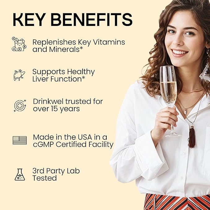 drinkwel Premium Multivitamin Supplement - Pack of 3 x 90 Capsules - Morning Recovery Liver Support &amp Immune Support- Milk Thistle Vitamin C Zinc Magnesium