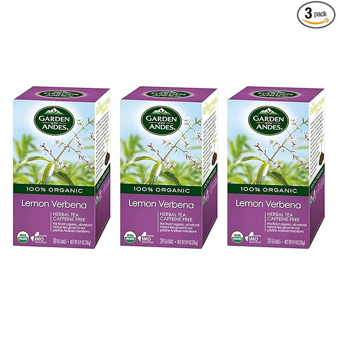 Garden of the Andes Herbal Organic Decaf Lemon Verbena Hot Tea Bags 0.9 oz 20 Count (Pack of 3)…