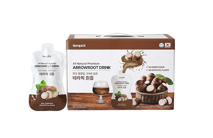 TerraPick All Natural Premium Arrowroot Drink – Pure Korean Arrowroot No Added Sugar No Artificial Flavors 60ml x 30 Pouches – Healthy &amp Convenient On-the-Go Drink