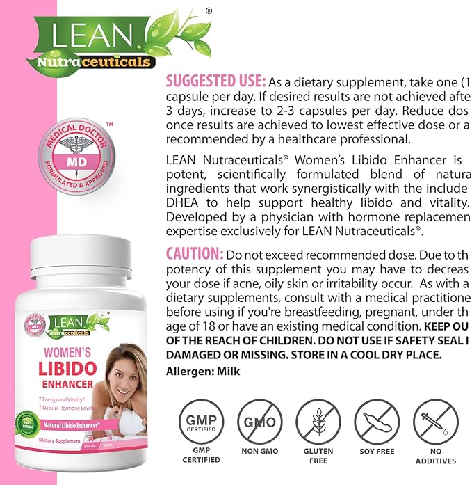 Libido Booster for Women Maca Root Fenugreek Seed Horny Goat Weed Tongkat Ali Female Energy Enhancer Hormone Harmony Balance Mood Support Menopause Panax Ginseng DHEA Supplement Pills 30 Capsules