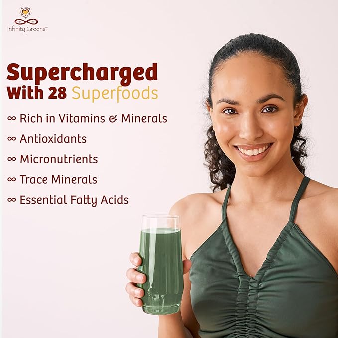 Superfood Powder Blue Green Algae Based Green Juice Powder with 28 Organic Superfoods No Fillers or Grasses Energy &amp Longevity Low Temp Dehydrated Greens (34 Servings)