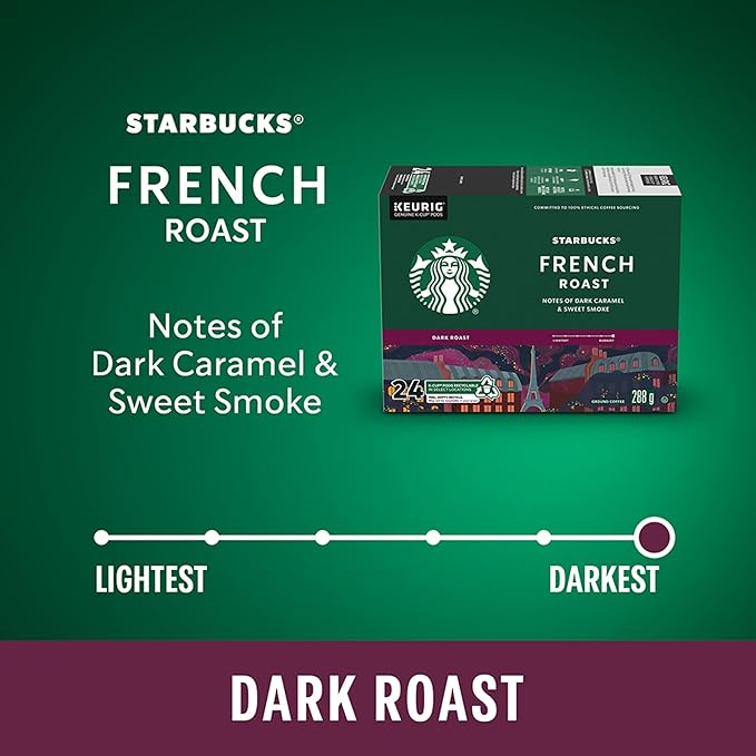 Starbucks French Roast Dark Roast Coffee Single Serve Keurig K-Cup Pods 24 Capsules