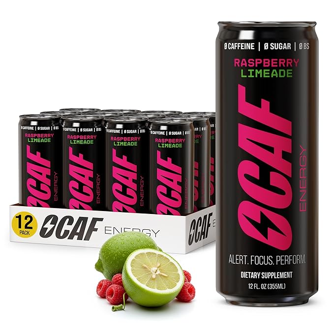ØCAF Energy Drink with Paraxanthine – Raspberry Passionfruit Flavor – Caffeine Alternative for Focus &amp Alertness – No Jitters No Crash Better Sleep – 12 fl oz (Pack of 12) – Performance Energy
