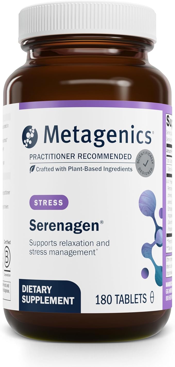 Metagenics Serenagen Supplement - Herbal Stress Management with Asian Ginseng &amp Chinese Herbs - Supports Calm Focus Energy &amp Sleep* - Non-GMO Gluten-Free Vegetarian - 180 Tablets